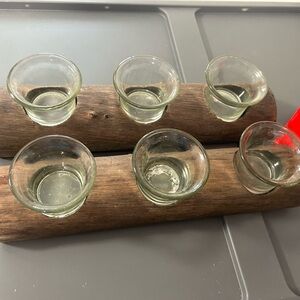 Mini wood candle holder 2 pair